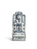 A blue and white figure of a Daoist deity, Ming dynasty, Wanli period | 明萬曆 青花道教神仙坐像