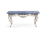 A COFFEE-TABLE WITH SILVER FEET, THE TABLE TOP APPLIED WITH LAPIS LAZULI, MAZZETTI, MILAN, CIRCA 1950 | TABLE BASSE À PIÈTEMENT EN ARGENT ET PLATEAU PLAQUÉ DE LAPIS LAZULI PAR MAZZETTI, MILAN, VERS 1950