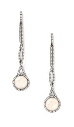 Monique Péan | Pair of 18 Karat White Gold, Bone and Diamond Earrings