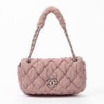 CHANEL | RED AND WHITE LARGE QUILTED CANVAS SINGLE FLAP  WITH PALLADIUM