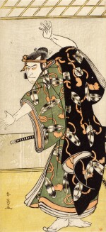 KATSUKAWA SHUN'EI, (1762–1819), EDO PERIOD, LATE 18TH CENTURY | A FULL LENGTH PORTRAIT OF AN ACTOR IN A DRAMATIC POSE 