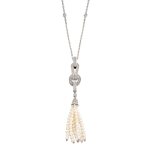 'Agrafe' Cultured Pearl and Diamond Pendent Necklace | 卡地亞 | 'Agrafe' 養殖珍珠 配 鑽石 項鏈
