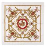 Ivory White, Red and Gold Silk Print Deo Juvante Monaco Scarf, Cir 2011