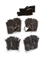 Chanel, Set of Five Pairs of Black Lambskin Gloves  | Chanel cinq paires de mitaines en agneau noir 