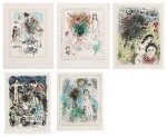 Quinze Dernières Lithographies de Marc Chagall: 5 prints (M. 1035, 1036, 1038, 1042 and 1047)