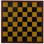 AMERICAN POLYCHROME-PAINTED PINE CHECKER GAMEBOARD, 20TH CENTURY  