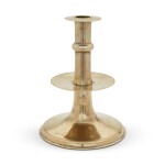 Very Fine and Rare Large English Cast Brass Mid-Drip 'Trumpet' Candlestick, mid-17th Century