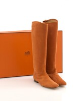 Orange suede boots, Hermès