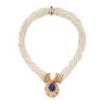 Harry Winston | Seed Pearl, Sapphire and Diamond Necklace