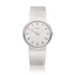 Reference 3611/1 Calatrava | A white gold bracelet watch with hobnail bezel and dial, Circa 1975