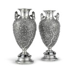 A PAIR OF CHINESE EXPORT SILVER VASES, WING CHEONG, LATE 19TH CENTURY