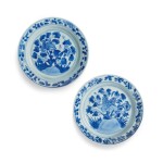 TWO CHINESE BLUE AND WHITE 'PEONY' DISHES QING DYNASTY, KANGXI PERIOD | 清康熙 青花牡丹圖盤兩件 