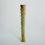 A celadon jade 'panhui' bead, Eastern Zhou dynasty, Spring and Autumn period | 東周春秋 青玉蟠虺紋扁管形珮