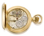 NON-MAGNETIC WATCH CO. | A LARGE AND FINE GOLD HUNTING CASED KEYLESS ONE-MINUTE TOURBILLON WATCH WITH CHRONOMETER ESCAPEMENT CIRCA 1890 [大型黃金一分鐘陀飛輪懷錶備天文鐘擒縱系統，年份約1890]