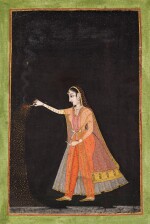 A LADY PLAYING WITH FIREWORKS, INDIA, RAJASTHAN, LATE 18TH CENTURY