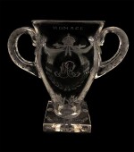 "THE HOMAGE VASE", An engraved two-handle ovoid vase celebrating Queen Mary, 1937