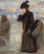 Femme en noir sur un pont de la Seine