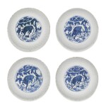 A set of four blue and white lobed dishes, Ming Dynasty, Wanli period | 明萬曆 青花花式盤一組四件