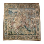  A FLEMISH (OUDENAARDE) HISTORICAL TAPESTRY OF A BATTLE SCENE, FROM THE 'ALEXANDER THE GREAT' SERIES   CIRCA 1580-1600