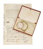  BREGUET | A GOLD 'MONTRE MÉDAILLON' LEVER WATCH WITH ECCENTRIC DIAL, KEY AND CHAIN AND A FITTED DESOUTTER BOX  1829, NO. 4905
