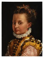 Portrait of a girl with coral earrings