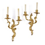 A Matched Pair of Louis XV Style Gilt-Bronze Two-Branch Wall-Lights, 19th Century