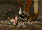 Still Life with Exotic Fowl, Roses and Butterflies