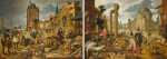 Allegory of Water: fish sellers on a quayside; Allegory of Air: bird and poultry sellers in a marketplace