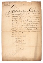 LOUIS XIV | document signed and inscribed ("bon, Louis"), about paying money to Antoine Crozat, 1704