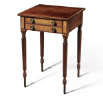 FINE FEDERAL INLAID AND FIGURED MAPLE AND CHERRYWOOD WORK TABLE, MASSACHUSETTS, CIRCA 1800