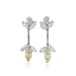 Pair of fancy intense yellow diamond earrings