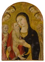 Madonna and Child surrounded by Saint John, Saint Bernardino of Siena, and angels 