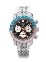 HEUER | REF 2446C AUTAVIA GMT, A STAINLESS STEEL DUAL TIME ZONE CHRONOGRAPH WRISTWATCH WITH BRACELET CIRCA 1970