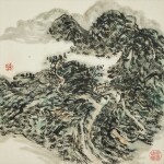 Huang Binhong, Landscape | 黃賓虹《山水》設色紙本 鏡框