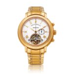Jules Audemars | A pink gold tourbillon chronograph wristwatch with Girard-Perregaux bracelet, Circa 2008 | 愛彼 | Jules Audemars | 粉紅金陀飛輪計時腕錶，備芝柏鏈帶，約2008年製