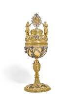 A German silver-gilt, enamel and gold mounted gem set ciborium, unmarked, early 17th century,