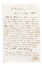 G. Verdi. Autograph letter to the librettist Salvadore Cammarano, 1848