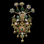 Spanish, early 18th century | Fantastical brooch with birds and flowers