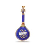 A gold, enamel and diamond-set verge watch in the form of a mandolin Circa 1875