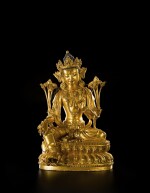 A rare gilt-bronze seated figure of Avalokiteshvara, Mark and period of Yongle | 明永樂 鎏金銅觀世音菩薩坐像 《大明永樂年施》款
