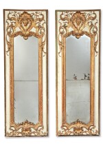 A Pair of Louis XV Parcel-Gilt and Gray-Painted Boiserie Panels, Mid-18th century