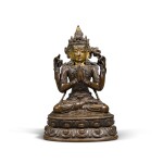 A parcel-gilt bronze figure of Shadakshari Avalokiteshvara, Ming dynasty, 15th / 16th century