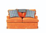 A modern orange velvet sofa 