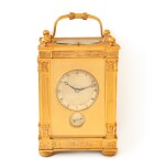 No. 4281 Gilt brass minute repeating carriage clock with grande and petite sonnerie and alarm Circa 1925