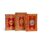 3 almanachs royaux, 1757-1772, aux armes, en maroquin rouge de l'époque.