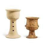 Two white pottery stemcups, Dawenkou culture, 4300-2400 B.C. 大汶口文化 白陶高柄盃两件