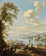  FOLLOWER OF SALVATOR ROSA | A COASTAL LANDSCAPE WITH SOLDIERS RESTING AND CONVERSING 