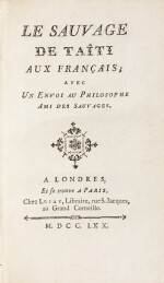 [BRICAIRE DE LA DIXMERIE]. Le Sauvage de Taïti aux Français. Lejay, 1770. In-16. Reliure de l'époque.