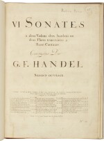 G.F. Handel. Early edition of the Op.2 sonatas, c.1732-1733