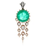 Emerald and diamond pendant, 1890s